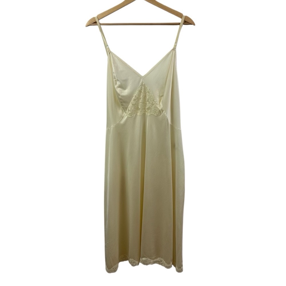 Vintage Sears Slip Dress Midi Y2K Festival Cream Ivory Lace Women’s L